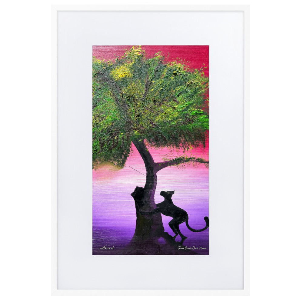 Curious Cat Matte Paper Framed Print With Mat